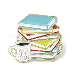 Kreative Emaille-Pins für Bücher und Kaffeetassen, Brosche aus goldener Legierung für Rucksackkleidung, Farbig, 27.5x31x1.5 mm