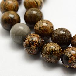 Natürliche dendritische Jaspisperlenstränge, Chohua Jaspis, Runde, 6 mm, Bohrung: 1 mm, ca. 62 Stk. / Strang, 15.3 Zoll (39 cm)
