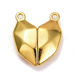 Colgantes divididos de corazón de aleación, con magnética, para pareja collares pulseras fabricación de joyas regalos, dorado, 19.5x17x5mm, agujero: 1.6 mm