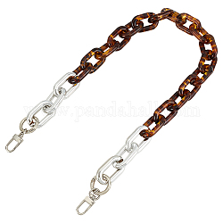Acrylic Cable Chains Bag Handles, with Acrylic Clasps, Bag Replacement Accessories, Leopard Print Pattern, Platinum, 65cm