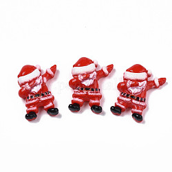 Cabochons en résine opaque sur le thème de Noël, le père noël, rouge, 30x25x8.5mm