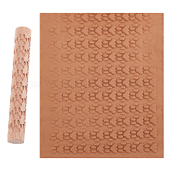 Herramienta de cerámica de madera de haya, columna redonda, patrón de huella, 151x21mm