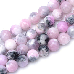 Jade blanco hebras de abalorios de piedras preciosas teñidos naturales, redondo, violeta, 6mm, agujero: 1 mm, aproximamente 66 pcs / cadena, 15.7 pulgada