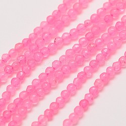 Giada bianca naturale filoni tonda, tinto, perla rosa, 3mm, Foro: 0.8 mm, circa 110pcs/filo, 15~15.5 pollice