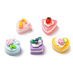 Opaque Resin Imitation Food Decoden Cabochons, Cake, Mixed Color, 14~18.5x16~20.5x13~16.5mm