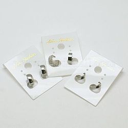 Fashion 304 Stainless Steel Huggie Hoop Earrings, Hypoallergenic Earrings, Stainless Steel Color, 8.5~9x9.5x2~3.5mm, Pin: 0.5mm