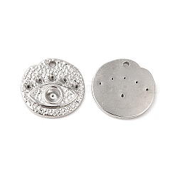 304 Stainless Steel Pendant Rhineatone Settings, Flat Round with Eye, Stainless Steel Color, Fit for 1.4mm and 3mm Rhinestone, 13.5x2mm, Hole: 1mm