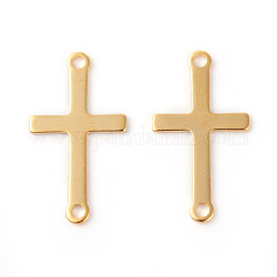 201 connettori per maglie in acciaio inossidabile, croce di lato, oro, 23x12.5x0.6mm, Foro: 1.6 mm