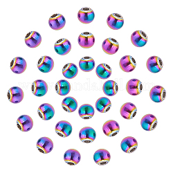 DICOSMETIC 100Pcs Rainbow Color Spacer Beads Stainless Steel Spacer Loose Beads Large Hole Rondelle Bead Spacers for Jewelry Making and Craftings, Hole: 1.2mm
