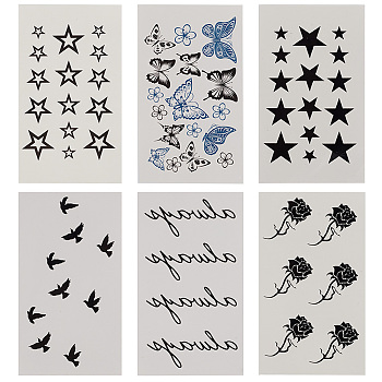 Gorgecraft 12 Sheets 6 Style Cool Sexy Body Art Removable Temporary Tattoos Paper Stickers DIY-GF0007-12