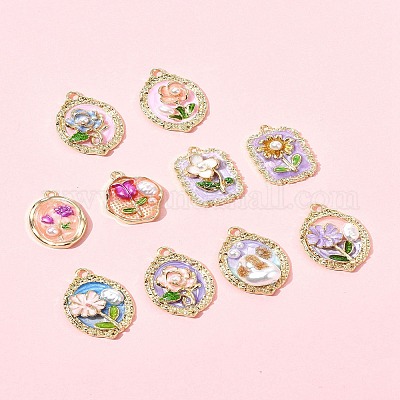 10шт 10 стиля подвески из сплава с эмалью ENAM-FS0003-28-1