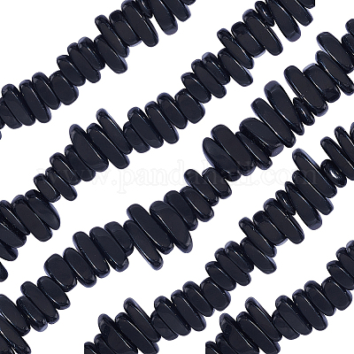 1 нить бусин из натурального черного камня G-BBC0001-21-1