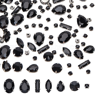 Jet Black Flat Back Square Acrylic Jewels Rhinestones Craft Gems
