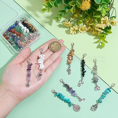 20 шт. подвеска с натуральными и синтетическими драгоценными камнями HJEW-PH02097-1