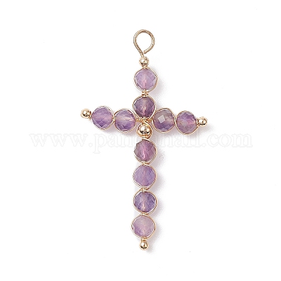 Круглые подвески из медной проволоки с огранкой из натуральных смешанных камней PALLOY-JF02069-1