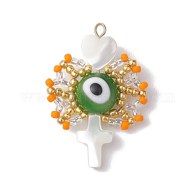 Подвески в форме сердца и креста из натуральных ракушек PALLOY-MZ00224-1