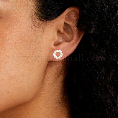 Элегантные круглые серьги-гвоздики из латуни NB2152-1