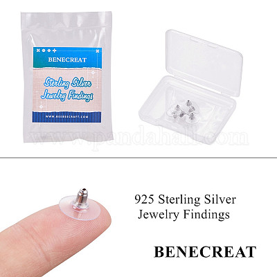 Wholesale BENECREAT 3 Pairs 925 Sterling Silver Earring Backs