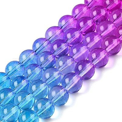 Выпечка расписные прозрачные стеклянные бусины X-DGLA-M001-8mm-07-1