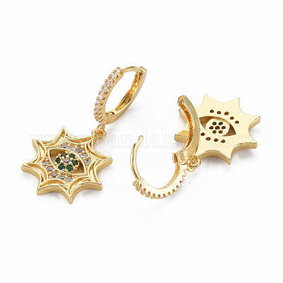 Серьги-кольца из латунного микро-паве с прозрачным кубическим цирконием EJEW-S208-139-NF-1