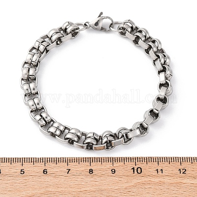 201 браслет-цепочка из нержавеющей стали с византийским узором BJEW-B078-155P-1