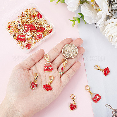 День святого валентина тема сплав эмаль кулон украшение HJEW-SC0001-25-1