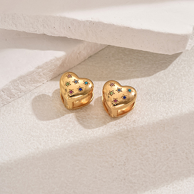 Серьги-кольца из нержавеющей стали 201 в форме сердца для повседневных женских свиданий UC5329-1-1