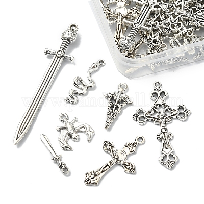 42 шт. 7 стильных подвески из сплава в готическом стиле в тибетском стиле TIBEP-FS0001-10-1