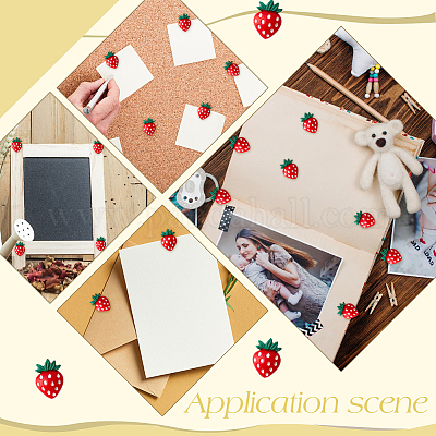 Булавки для карт из непрозрачной смолы с клубникой AJEW-AB00158-1