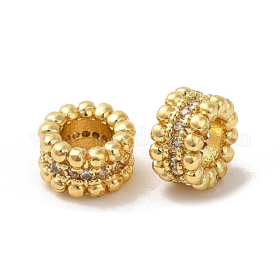 Реечное покрытие латунь микро паве кубический цирконий европейские бусины KK-K377-02G-1