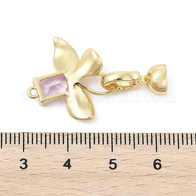 Латунные микро проложить кубического циркония раз за застежками KK-U059-10G-1