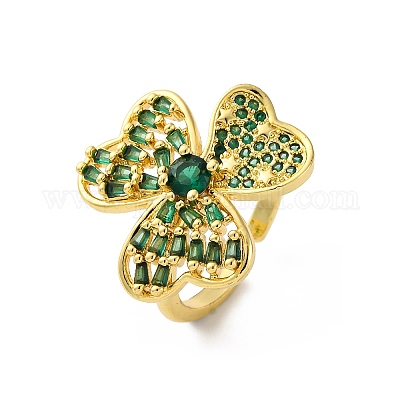 Регулируемые манжеты-кольца из латуни с микропаве из кубического циркония для женщин RJEW-U053-05G-1