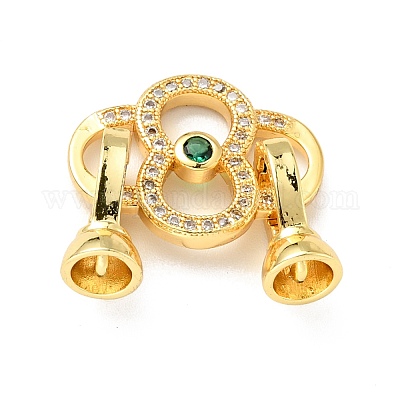 Реечное покрытие латунь микро паве прозрачный и зеленый кубический цирконий складные застежки KK-E034-54G-1