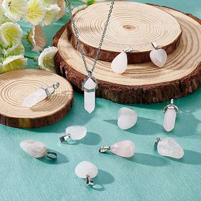 Подвески из натурального розового кварца G-SC0001-75-1