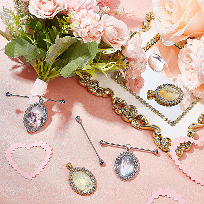 Наборы для самостоятельного изготовления овальной подвески-броши DIY-CA0004-04-1