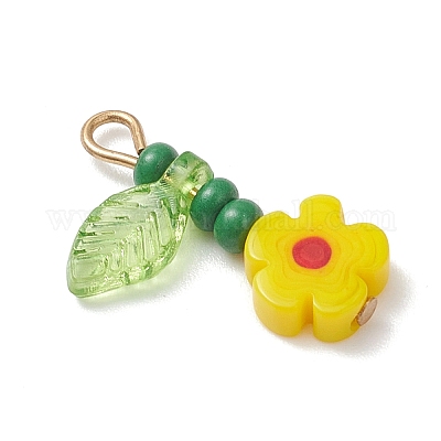 6 шт. подвески-цветы из стеклянных бусин из нержавеющей стали 304 PALLOY-MZ01117-1