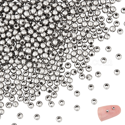 500 шт. круглые бусины из нержавеющей стали 304 с швом STAS-UN0063-61B-P-1