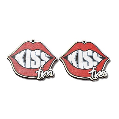 Деревянные подвески с односторонним принтом WOOD-B008-05-1