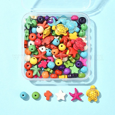 100шт. набор из 6-х видов синтетических бирюзовых бусин TURQ-FS0001-05-1