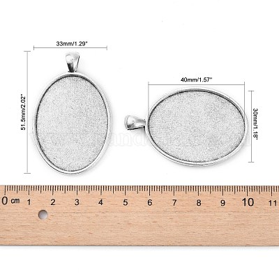 Тибетский стиль овальный сплава сеттинги кабошон большой кулон X-TIBEP-Q045-051AS-RS-1
