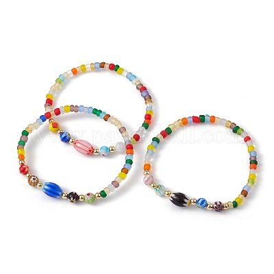 Multi Color Seed Bead & Glass Handmade Bracelet