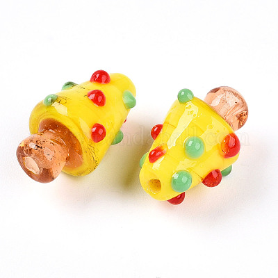 Бусины ручной работы в технике лэмпворк с неровностями&nbsp;LAMP-T022-02A-01-1