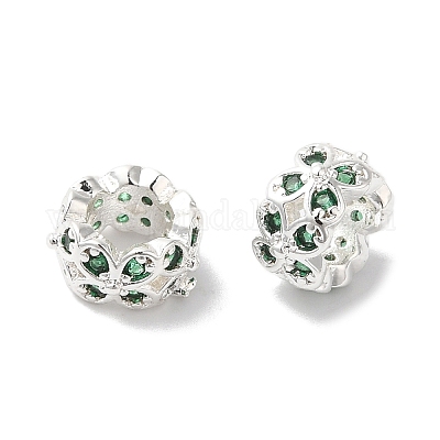 Долговечные бусины из латуни с микропаве и прозрачным фианитом KK-K381-18B-S-1