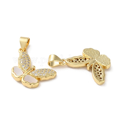 Латунные микропаве прозрачные подвески с фианитом KK-B083-38G-1