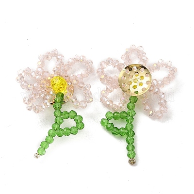 Плетенные кабошоны из стеклянных бусин ручной работы GLAA-C028-01A-1