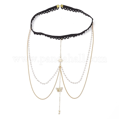 Латунные прозрачные кубические цирконии многослойные солнечные бабочки кисточки цепи на бедра и ноги&nbsp;AJEW-AN00638-1