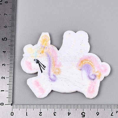 ユニコーンアップリケ 機械刺繍布地手縫い/アイロンワッペン マスクと