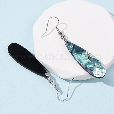 Серьги-подвески из латунных раковин морских ушек EJEW-C161-01A-1