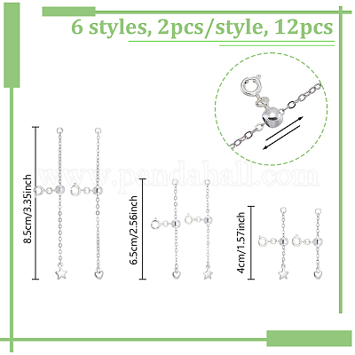12 шт. 6 стиля латунные концы с цепочкой FIND-NB00003-1