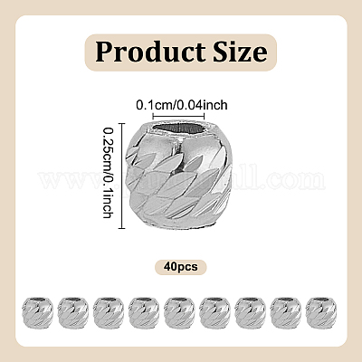 40 шт. 925 бусины из стерлингового серебра с родиевым покрытием STER-GO0001-49-1